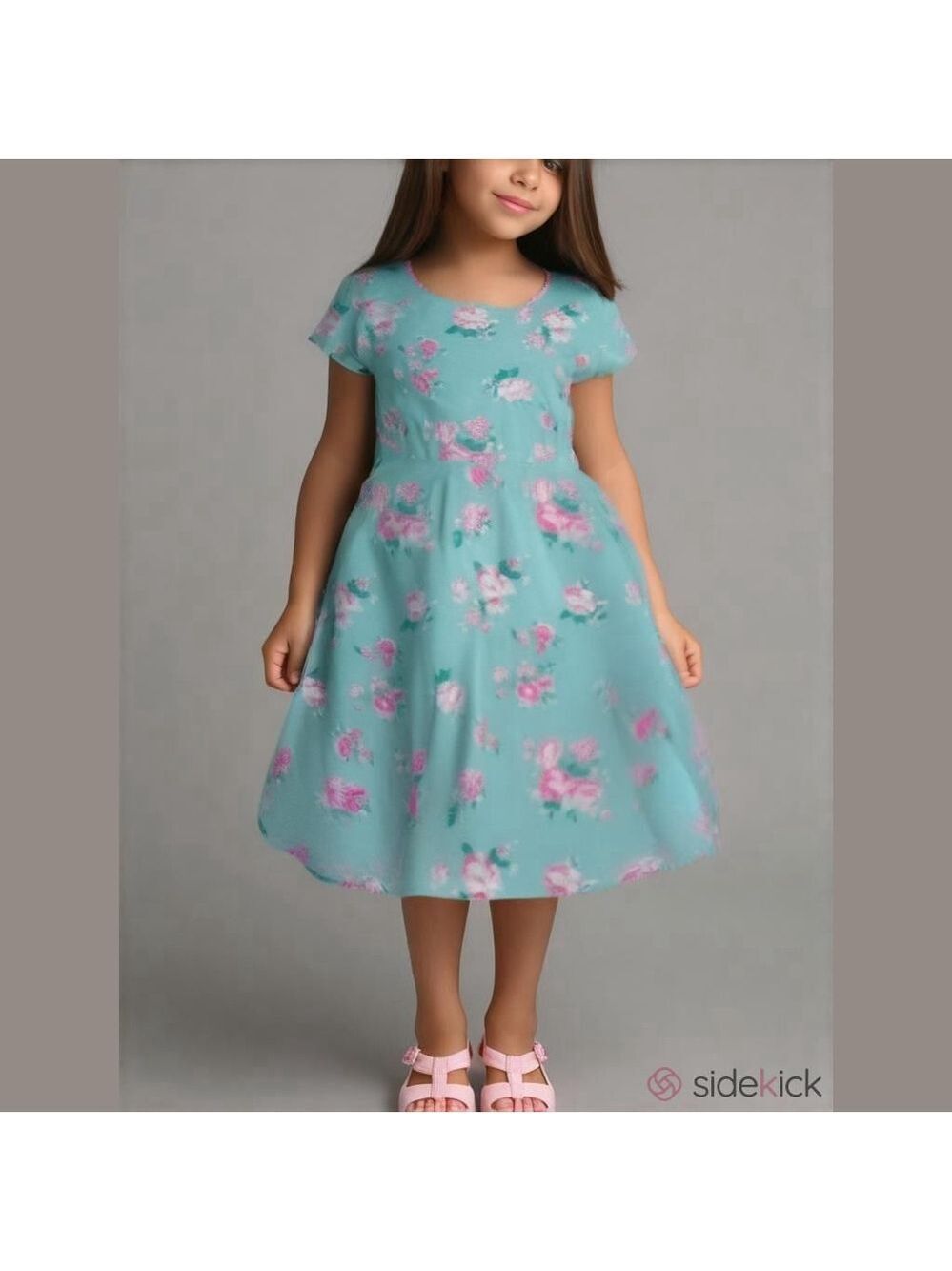 SO Girls Floral Dress L 14 Teal Pink